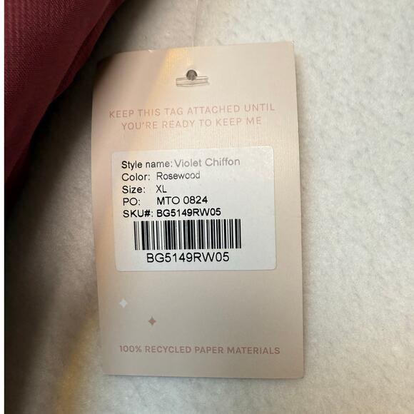 Birdy Grey Violet Chiffon Dress Rosewood  XL Wedding Bridesmaid  New! - Picture 7 of 7